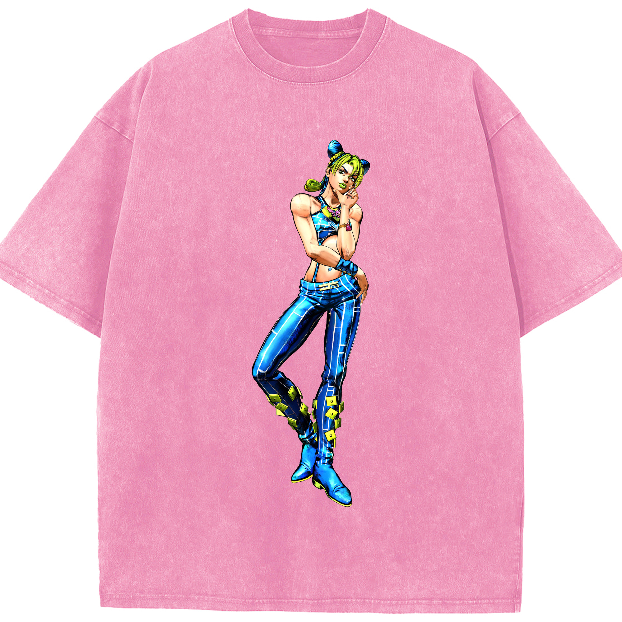 （画像用） "ジョジョの奇妙な冒険 くうじょう ジョリーン JoJo's Bizarre Adventure Jolyne Cujoh " 綿100% ヴィンテージ風 半袖Tシャツ（フロントプリント）